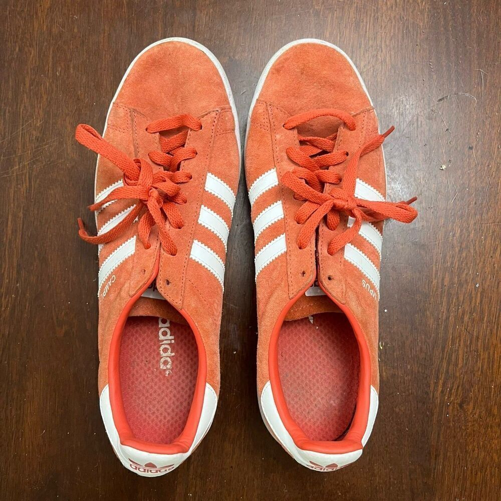 Adidas Campus Trasca Mens Orange White Sneakers 11 Suede Casual Low Top Normcore - Picture 4 of 5